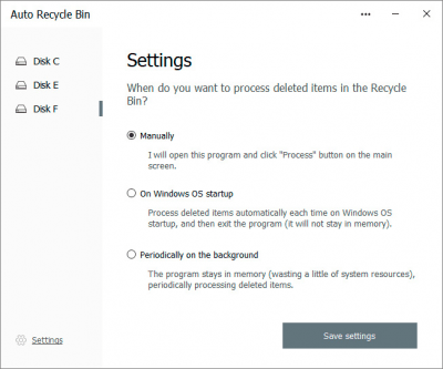 Screenshot of the application Auto Recycle Bin - #2