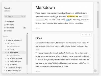 Screenshot of the application Mochi - #3