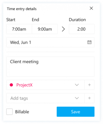Screenshot of the application Clockify for Windows - #2