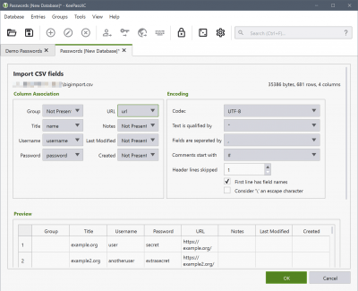 Screenshot of the application KeePassXC - #10