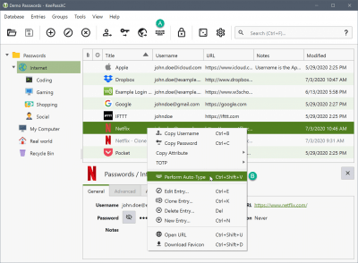 Screenshot of the application KeePassXC - #11