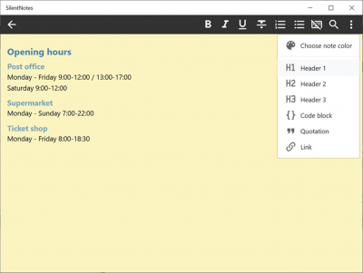 Screenshot of the application SilentNotes - #3