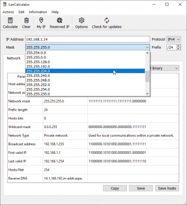Screenshot of the application LizardSystems LanCalculator - #2