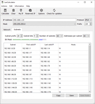 Screenshot of the application LizardSystems LanCalculator - #8