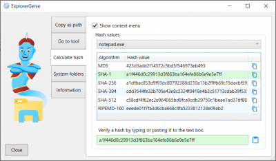 Screenshot of the application ExplorerGenie - #3