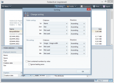 Screenshot of the application Folder2List - #3