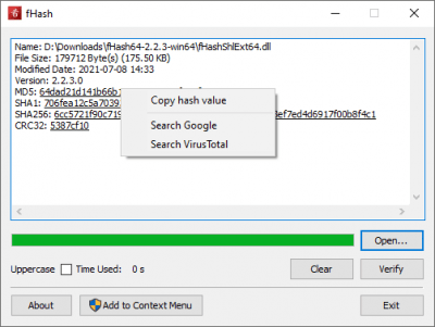 Screenshot of the application fHash - #2