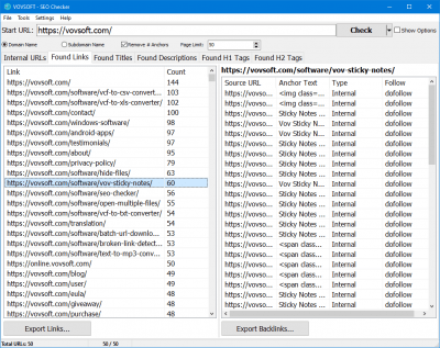 Screenshot of the application VOVSoft SEO Checker - #2