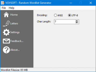 Screenshot of the application Random Wordlist Generator - #2