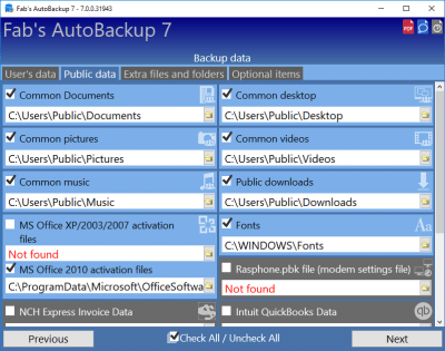Screenshot of the application Fab's AutoBackup - #5