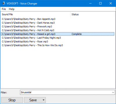 Screenshot of the application Vovsoft Voice Changer - #4