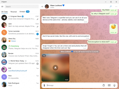 Screenshot of the application Unigram - #2