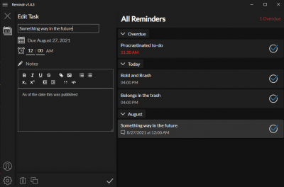Screenshot of the application remindr - #2