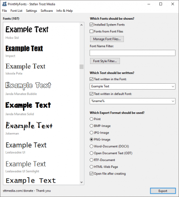 Screenshot of the application PrintMyFonts - #2