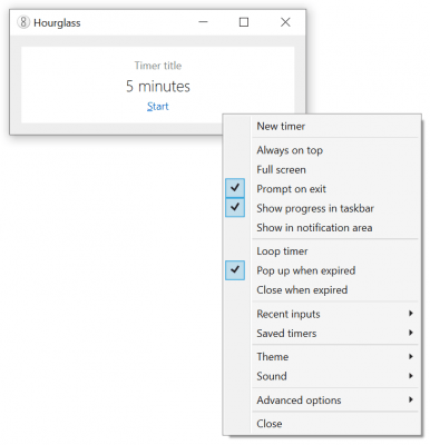 Screenshot of the application Hourglass - #2