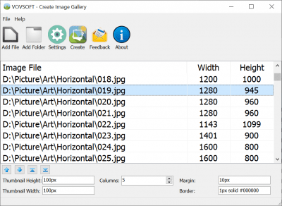 Screenshot of the application Vovsoft Create Image Gallery - #2