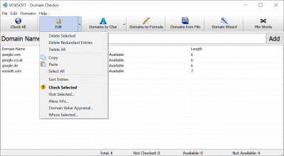 Screenshot of the application Vovsoft Domain Checker - #2