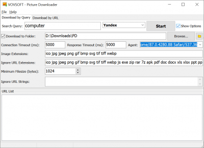 Screenshot of the application Vovsoft Picture Downloader - #3