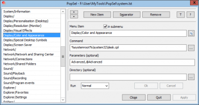 Screenshot of the application PopSel - #2