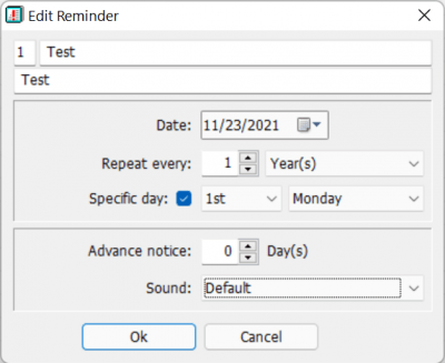 Screenshot of the application Date Reminder - #2