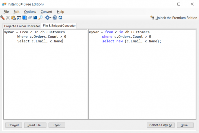 Screenshot of the application Instant C# - #13