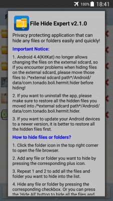 Screenshot of the application File Hide Expert - #7