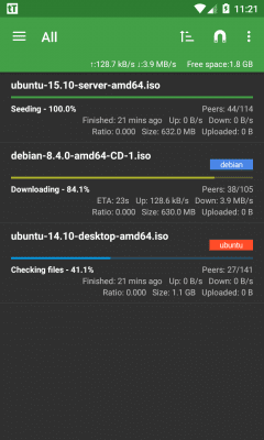Screenshot of the application tTorrent Lite - #2
