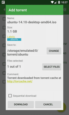 Screenshot of the application tTorrent Lite - #4