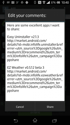 Screenshot of the application Apps Share - #4