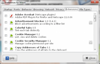 Screenshot of the application Midori - #2