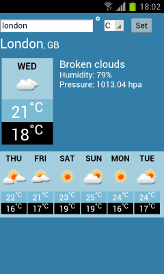 Screenshot of the application Weather forecast by ExpertiseNetComs - #2