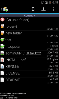 Screenshot of the application AndFTP - #2