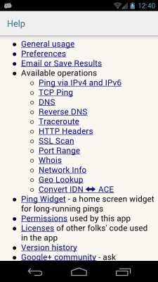 Screenshot of the application Ping & Net - #4
