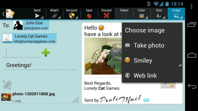 Screenshot of the application ProfiMail Go - #5