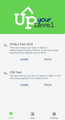 Screenshot of the application UpYourLevel WEB-programming - UpWork tests - #2