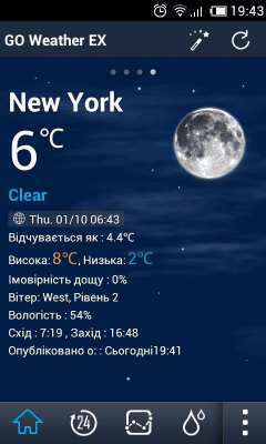 Screenshot of the application Ukrainian Language GOWeatherEX - #2
