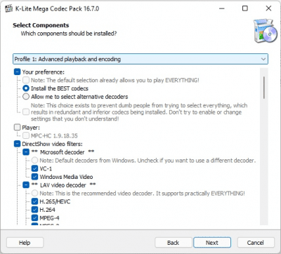 Screenshot of the application K-Lite Codec Pack - #3