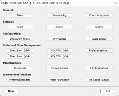 Screenshot of the application K-Lite Codec Pack - #5