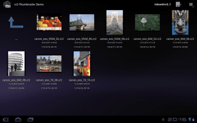 Screenshot of the application cr2-Thumbnailer Demo - #2