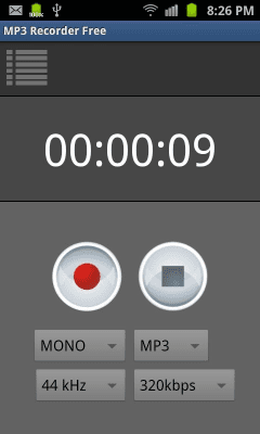 Screenshot of the application MP3 Recorder Lite - #5
