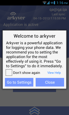 Screenshot of the application Recording calls and texts Arkyver - #2