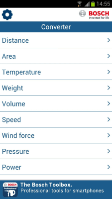 Screenshot of the application Bosch unit converter - #2