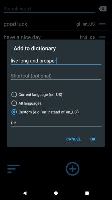 Screenshot of the application User Dictionary Manager (UDM) - #5