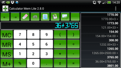 Screenshot of the application Calculator with memory - #7