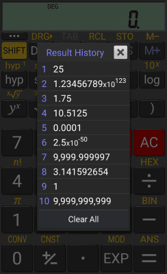 Screenshot of the application RealCalc Scientific Calculator - #4