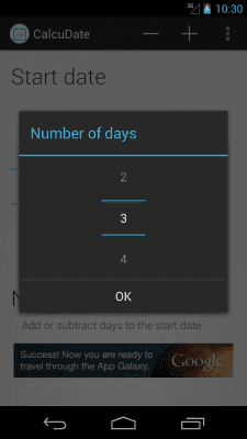 Screenshot of the application CalcuDate - #2