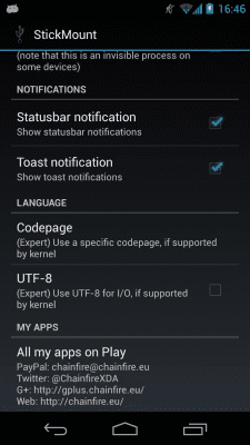 Screenshot of the application [root] StickMount - #2