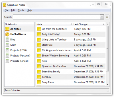 Screenshot of the application Tomboy - #2