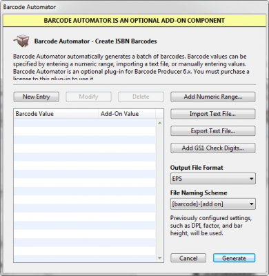Screenshot of the application Barcode Producer - #6