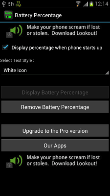 Screenshot of the application Battery Percentage - #3